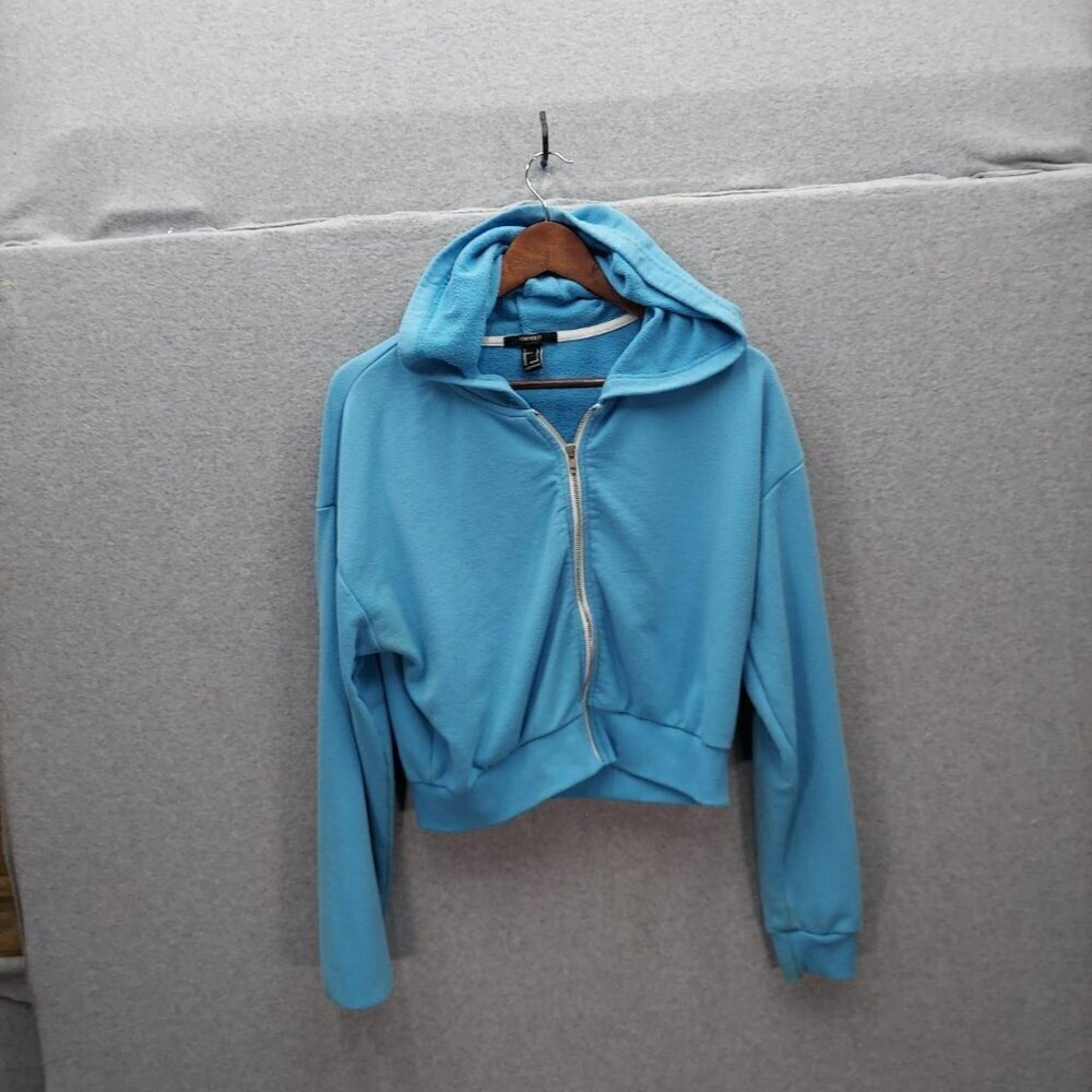 Forever 21 Crop sweat jacket Blue Women's L‎